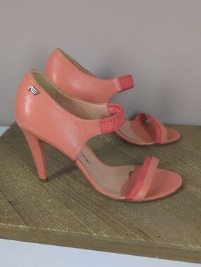 Y2K Fornarina Italy Coral Women's Open-Toe Heels 37 Leather